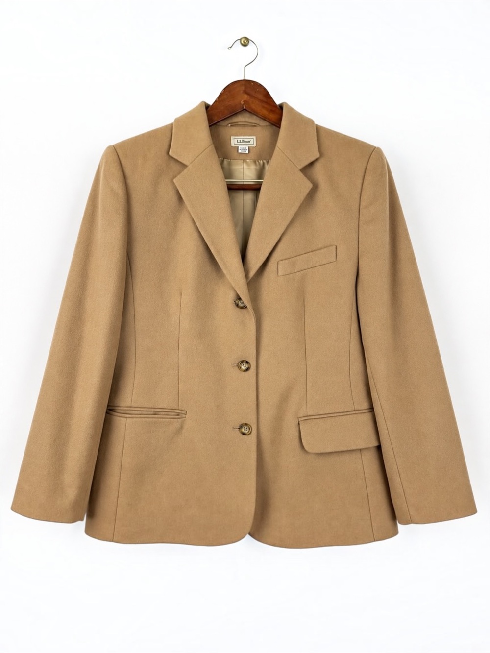 Vintage 90s L.L.Bean Wool Cashmere Camel Blazer 14P